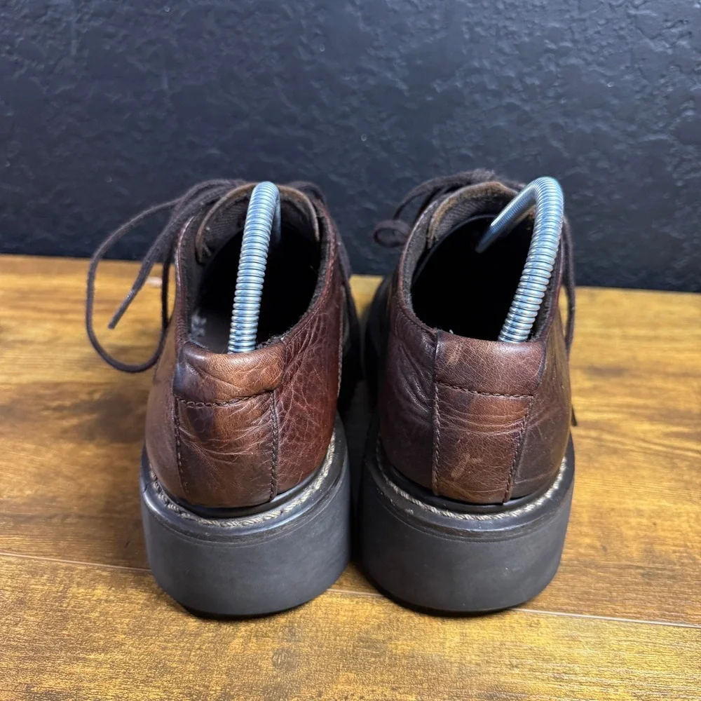 American Eagle 1977 Brown Leather Chunky Platform Oxfords Womens Size 38